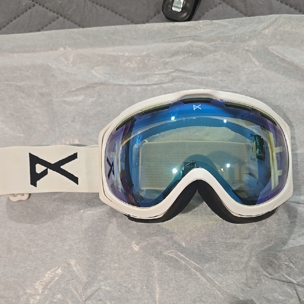 White and Blue Ski Goggles